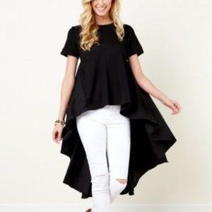 BLACK Solid Dress-Back Crewneck Tee